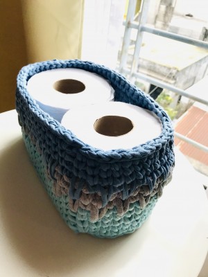 Espacio Crochet: Cesto de trapillo para el baño